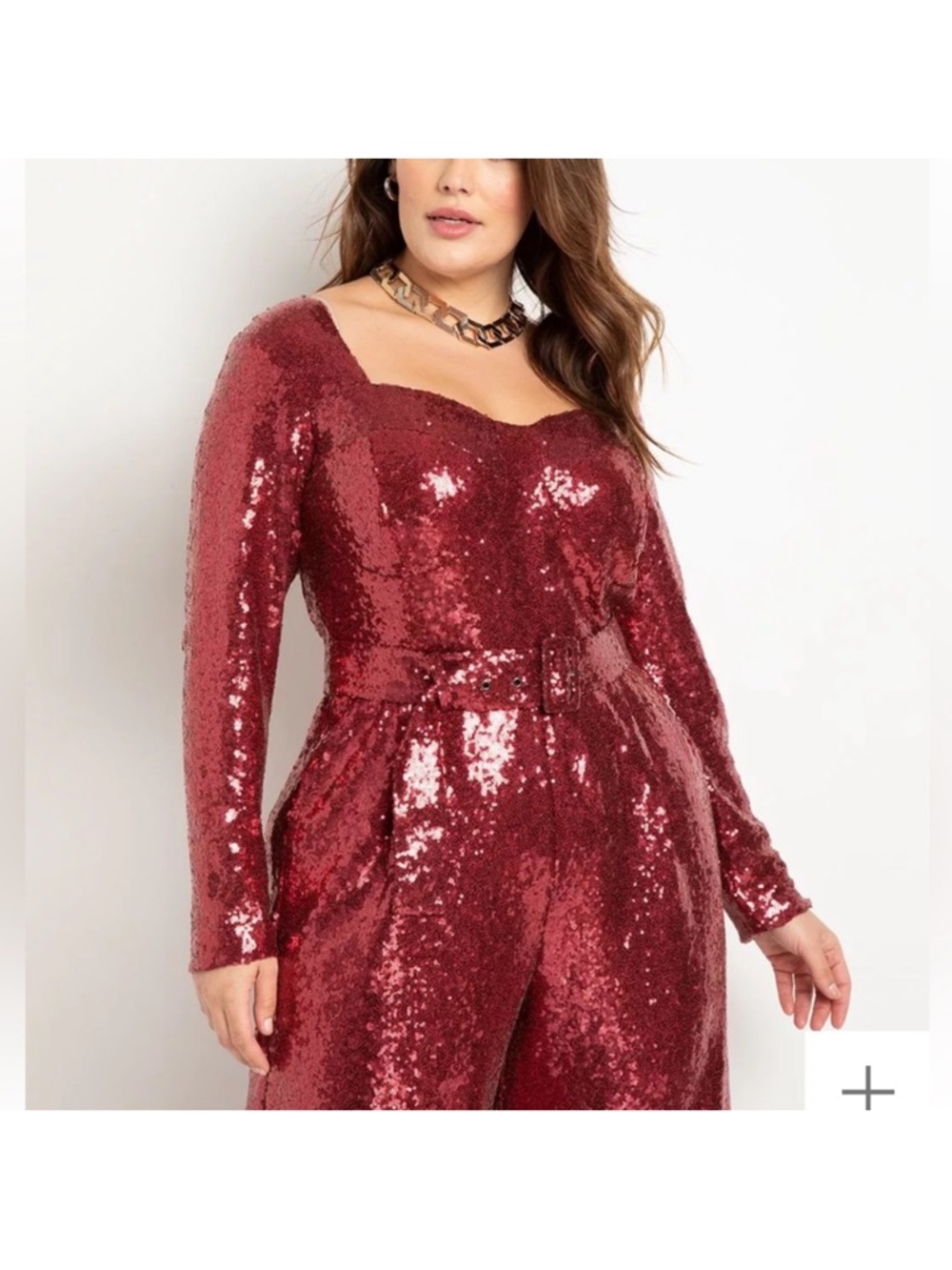 Eloquii Red Wide Leg Sequin Jumpsuit size 28 - Picture 4 of 9